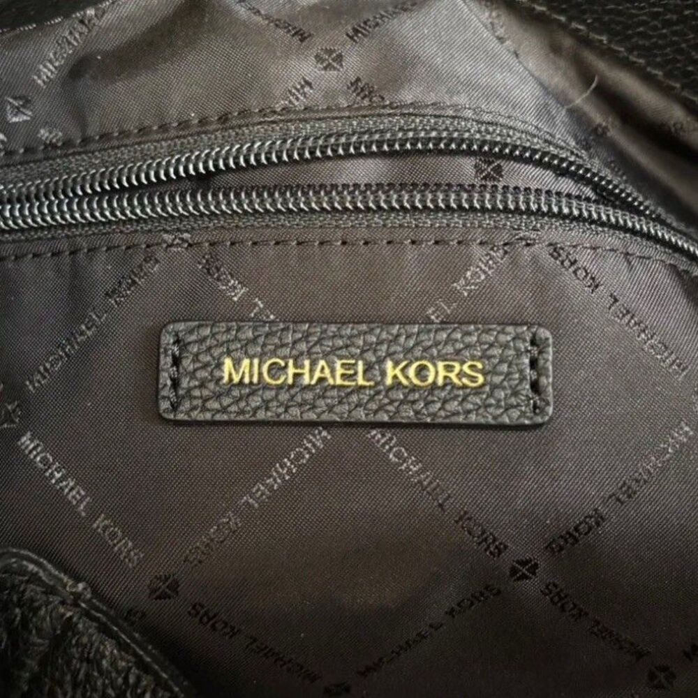 VTG Michael Kors Fulton Black Leather Hobo Slouchy Shoulder Bag Gold Logo NWT - Picture 7 of 9